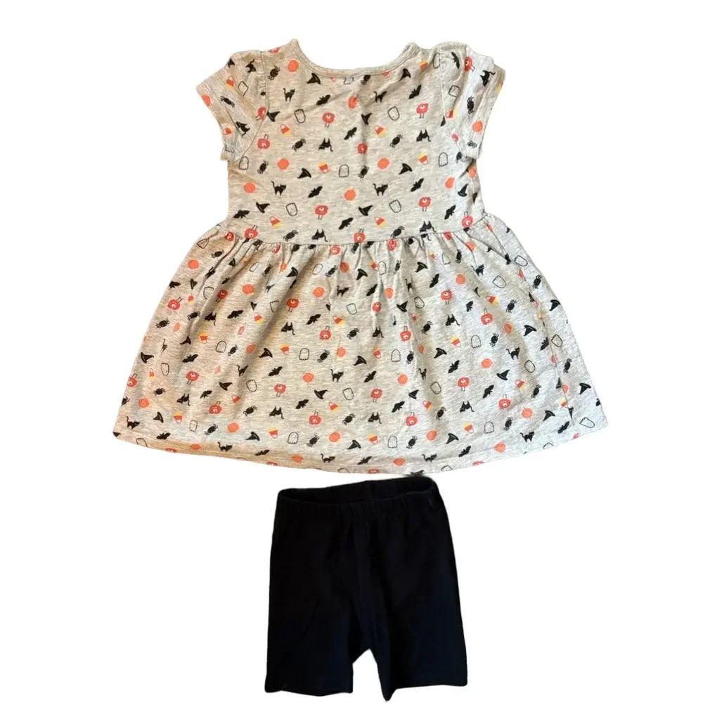 Gymboree Halloween Dress & Cat & Jack Black Bike Shorts 3T Outfit Set
